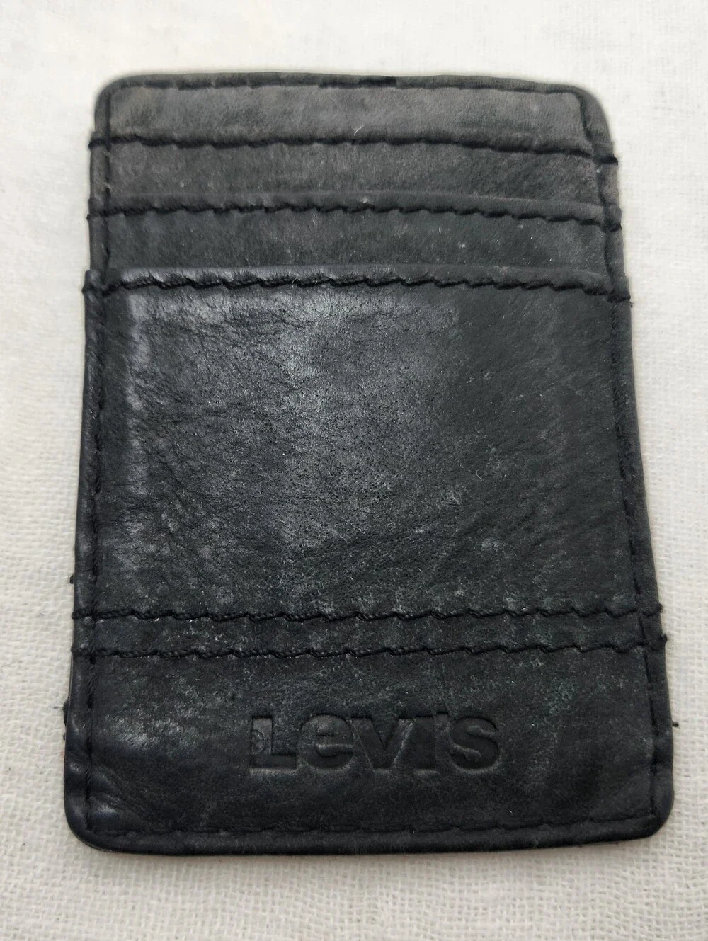 Levi's Black Leather Money Clip Wallet 2.75